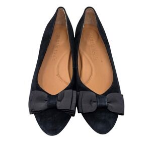 Gentle Souls Black Suede Bow Ballet Flats Shoes Women Size 7 comfortable slip on